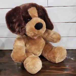 Build A Bear Sitting Carmel Pup Dog w/ Brown Floppy Ears Plush